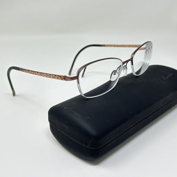 Silhouette 4453 40 6057 Titanium Brown Half Rim Eyeglasses Frames 52-18 140 - Picture 1 of 13